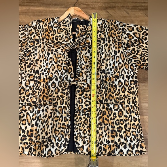 ASOS DESIGN Quilted Brown Black Leopard Print Jacket Tie Closures Sz Small NWOT - Picture 8 of 9